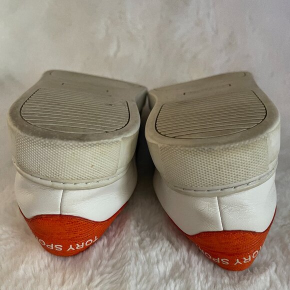 Tory Sport Women's White Leather Ruffle/Striped Sneakers Size: 7.5 - Picture 12 of 13